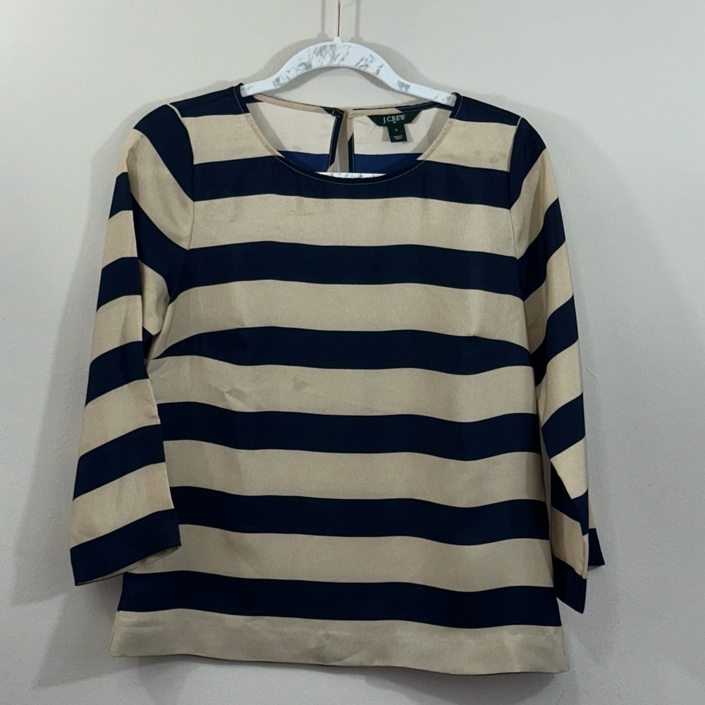 J. Crew Navy and Cream Striped Blouse
